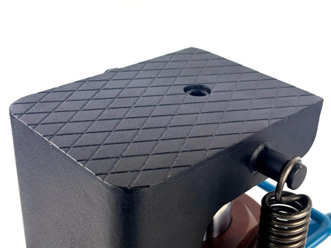 Top view of Heavy Duty Hydraulic Toe Jack built like a tank for 30 ton heavy lifting with textured surface for grip.