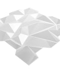 Matte White Marble Wall Panels 19.7 x 19.7 Inches Pack Of 12, PVC Waterproof Fire-Resistant, showing jagged edge pyramid design