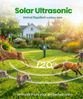 Solar Powered Ultrasonic Animal Deterrent With Motion Sensor For Outdoor Yard Garden Lawn Real Deal Protection Against Deer Squirrels Cats Raccoons Rabbits And Dogs, green ABS unit