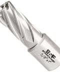 Close-up of S&F Stead & Fast annular cutter, 5/8 in diameter by 1 in depth of cut for magnetic drill press