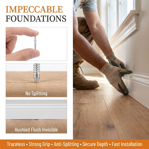 Double Headed Baseboard Screws For Solid Wood Trim And MDF Skirting, High Carbon Steel No Mark Invisible Nails installation