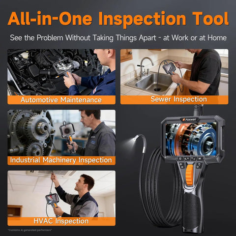 Ultra Slim 0.24-Inch Two-Way Articulating Borescope With Light for automotive, sewer, machinery, and HVAC inspections.