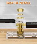Beefy 300 Amp ANL Fuse Holder Kit With 300A ANL Fuse For Car Audio Systems ANL Fuse Block For 0 2 4 Gauge Wiring Transparent Crystal Cover And Gold Plated Terminals Durable 3 Pack, transparent cover and gold studs