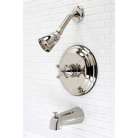 Metropolitan Single-Handle Pressure Balanced Tub And Shower Faucet In Polished Nickel, Solid Brass Build, Wall-Mount Setup