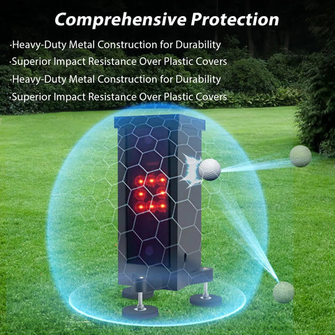 Square Golf Launch Monitor Case And Rugged Enclosure For Indoor Outdoor Use Bombproof Shield Protects Front Panel From Mishits