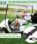 Universal Golf Cart Seat Belts Set Of 2 With 42 Inch Retractable Length Fits Yamaha EZGO Club Car Go Kart UTV And More No Fuss Install Passenger Safety Straps For Any Cart installed on golf cart with golfers