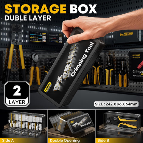 Pro Grade Dope Crimp Tool Kit For Mini-Fit Jr Connectors with double-layer storage box shown in black case