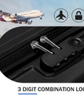 Two Piece Hardside Luggage Set With 20 Inch Carry On Spinner Suitcase And 14 Inch Stackable Travel Handbag showing 3 digit lock