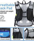 Ultra Lightweight Hydration Backpack for Runners and Cyclists, mesh back, 2L bladder pocket, phone pocket, reflective marker