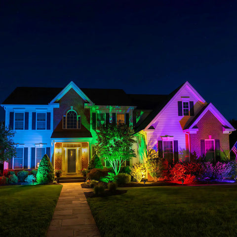 4 Pack Halloween Solar Spot Lights Outdoor RGB Color Changing Waterproof Spotlights Set for Yard Driveway Trees Christmas Decor Landscape Lighting for Garden Pathway and Patio