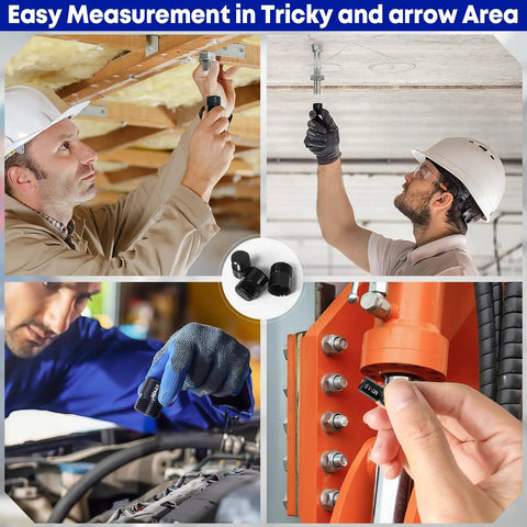 Workers using 47 Piece Thread Checker Set For Nut And Bolt Threads Box Gauge For Standard And Metric Sizing in tight spaces