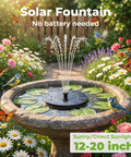 Solar Bird Bath Fountain With Six Nozzles Solar Powered Floating Pond Pump For Garden Pool And Outdoor Decor in use in a garden