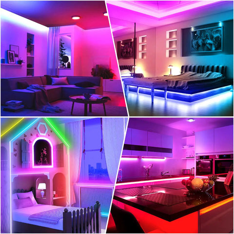 LED Strip Lights for Bedroom 100ft Bluetooth App Control with 44 Key IR Remote Music Sync Color Changing on room decor