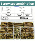 470 Piece M3.5 Zinc Plated Phillips Flat Head Wood Screw Assortment Kit With Seven Lengths, Self Tapping Fasteners For DIY Projects, Handy Box Of Phillips Drive Wood Screws For Furniture And Deck Repairs. 470pcs organizer box with M3.5 zinc plated wood screws