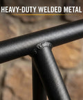 Close-up of heavy-duty welded metal on the Heavy Duty Firewood Log Cart and Dolly for indoor outdoor wood moving.