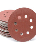 Stacked 5-inch sanding discs with 8-hole pattern made from pro grade aluminum oxide for random orbital sander, 35 piece set.