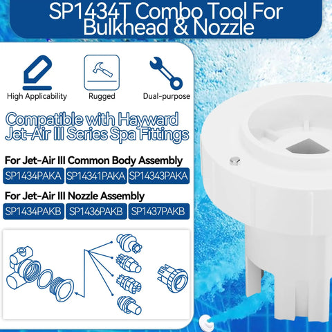Pro Grade Spa Jet Wrench Tool For Pool And Hot Tub Nozzles SP1434T compatible with Hayward JetAir III SP1434 Series shown in diagram