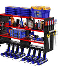 Power Tool Organizer Wall Mount, 4 Tier Heavy Duty Metal Storage Rack For Garage Shop Shed, 8 drill holders and screwdriver holder