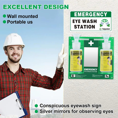 Grab And Go Portable Eye Wash Station Kit OSHA Approved Emergency Eye Wash Bottles Wall Mounted 16 Ounce 2 Pack