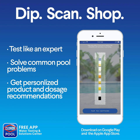 Mobile app displaying six way pool water test strip readings for chemical analysis. Six Way Pool Water Test Strips For Rapid Chemical Readings With Seamless App Sync To Keep Your Backyard Hangout Sparkling All Summer Long Without Any Headaches Or Sticker Shock From Costly Store Visits.
