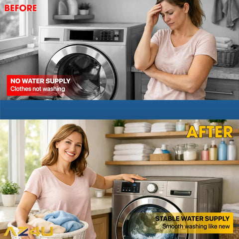Before and after comparison with Washer Water Inlet Valve Replacement For Maytag Kenmore Top Load Washers 120V 60Hz Direct Fit Easy Install Aftermarket Part That Replaces Leaking Clogged Or Faulty Inlet Valve For Reliable Performance