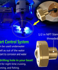 Underwater Boat Drain Plug RGBW LED Light IP68 Marine Trailer Light With 1/2in NPT showcasing installation and glow