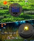 6 Pack Solar Light Replacement Tops for Hanging Lanterns with solar panel, rechargeable battery, and warm white LED.
