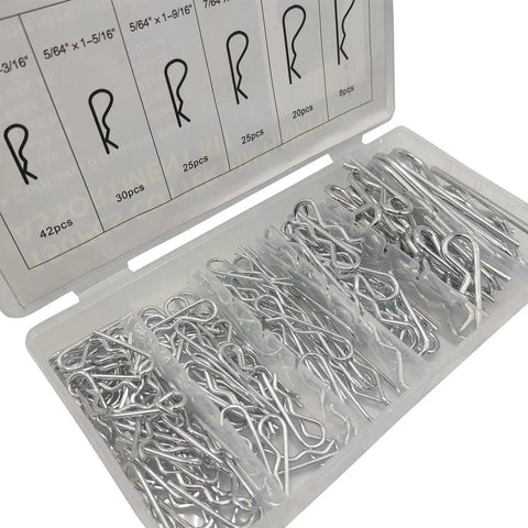Cotter Pins 150 Piece Assortment Kit Spring Clips Retainer Pins For Hitches Machinery Tractors Farm Equipment Engines Trucks Cars And Garden Easy Locking No Slip Quick Install And Safe Disassembly Must Have For Any Quick Fix, clear plastic case