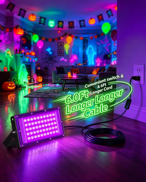 Squad Approved Fifty Watt Blacklights For Halloween Glow Raves And Nightclubs IP66 Waterproof UV Lamps Bring The Party Heat And Electric Neon Stage Vibes Anytime