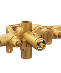 Close-up of four-port valve for One-Handle Bathroom Faucet With M-Pact Posi Valve Black Finish, CPVC Compatible, 1/2 Inch CC Connections.