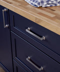 Brushed Nickel Cabinet Handles 5-1/16 Inch 128mm 10 Pack Recessed Square Drawer Pulls installed on modern kitchen cabinets
