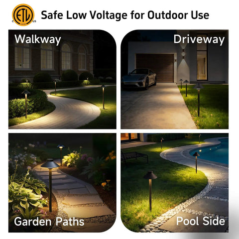 Outdoor Brass Pathway Lights Built To Last With Solid Brass Construction For Low Voltage Landscape Lighting Wired 12V Walkway LED IP65 Waterproof Hat Top Bronze For Garden Yard Driveway G4 Bulb Not Included lighting various outdoor areas.