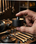 KALLORY 6 Pack Shaft End Protectors For Grip-O-Matic Pullers held in hand, black conical shaft guard cap for industrial machine use.