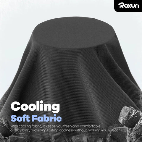 Ice Silk Cooling Balaclava Face Mask for Summer Sweat Wicking Comfort Mesh with ice cubes illustrating cooling effect.