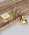 Gold Cabinet Knobs 30 Pack Brushed Brass Square Zinc Alloy Dresser Drawer Hardware For Kitchen Cabinets And Furniture Dope Satin Finish