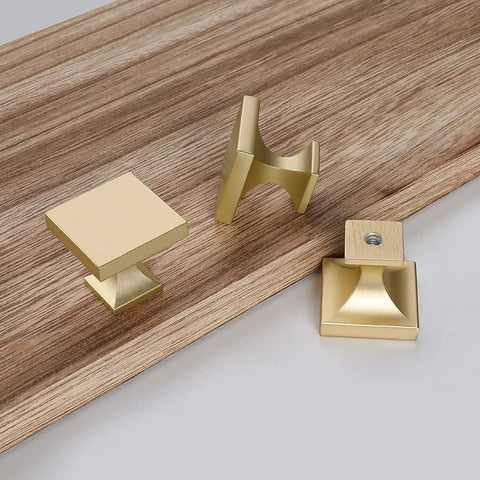 Gold Cabinet Knobs 30 Pack Brushed Brass Square Zinc Alloy Dresser Drawer Hardware For Kitchen Cabinets And Furniture Dope Satin Finish