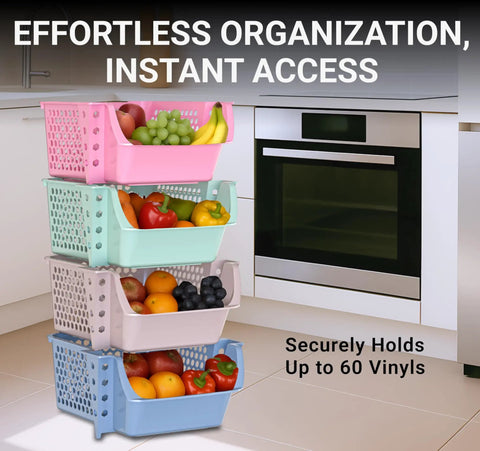 4 Pack Stackable Open Front Storage Bins For Pantry Organization And Kitchen Storage Durable Plastic Bins For Food Dorm Room Essentials And Home Organization With Deep Design For Narrow Shelves
