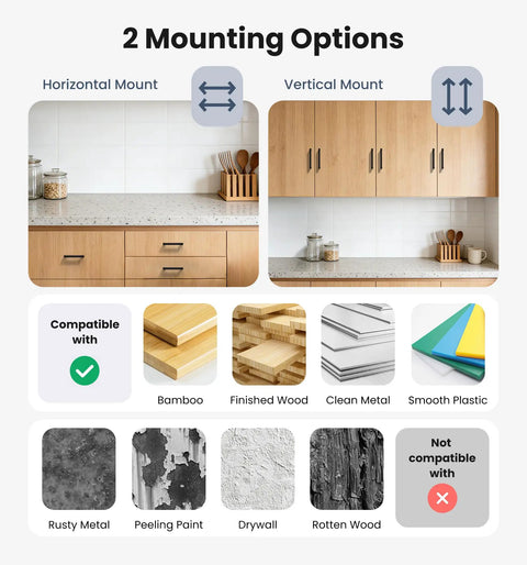 20 Pack 3 Inch Hole Center Kitchen Cabinet Handles in horizontal and vertical mount options, compatible materials