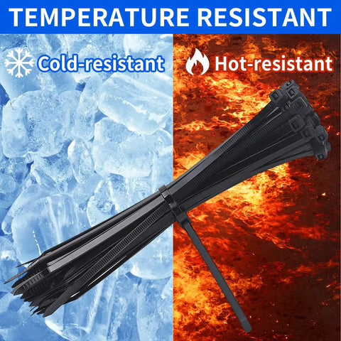 Beefy Heavy Duty Zip Ties 1000 Pack 8 Inch 50 LB Tensile Strength UV Resistant Black Cable Ties in cold and hot temperatures