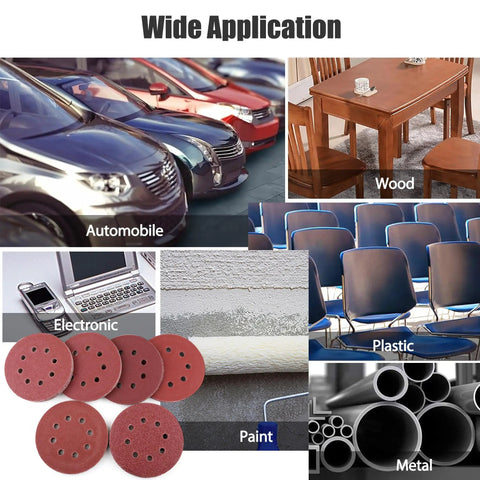 110 Pack 5 Inch 8 Hole Sanding Discs Set With Hook And Loop Aluminum Oxide Pads, All In One Grit Progression From 40 To 1000