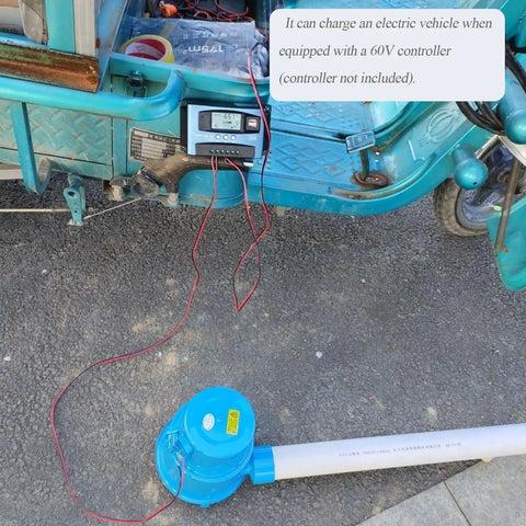 500W Portable Hydroelectric Generator 220V Water Turbine With Pure Copper Coil connected to electric vehicle charging setup