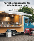 Gas Powered Portable Inverter Generator 4500 Watt With CO Sensor Parallel Ready beside food truck
