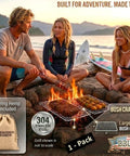 Portable Bushcraft Stainless Steel 304 BBQ Grill Grate With Burlap Hemp Drawstring Bag Large 6x12 Inch Outdoor Camp Cooking Gear
