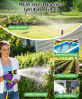 Woman using Brass Inlet And Outlet Sprinkler Timer For Garden Hose, 2 Zone Outdoor Water Timer with rain delay and child lock