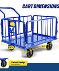 Heavy Duty Goodyear Cargo Trailer With 1200 Lbs Capacity, Aluminum Utility Cart showing cart dimensions and swivel design.