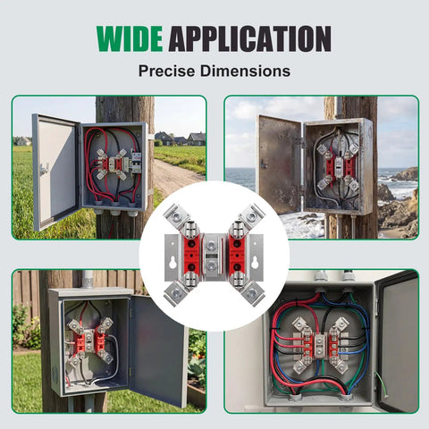 No Nonsense 200 Amp Single Phase Meter Socket Terminal Block Replacement Kit for 240 Volt four jaw meter base in electrical box.