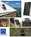 Multiple views of 25W 18V Monocrystalline Solar Panel Waterproof for charging 12V batteries in RVs, boats, trailers, ATVs, and cars