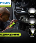 Mechanic using Xperion 6000 Pocket LED Work Light With Gooseneck Spotlight, Magnetic Base And Hanging Hook under dashboard