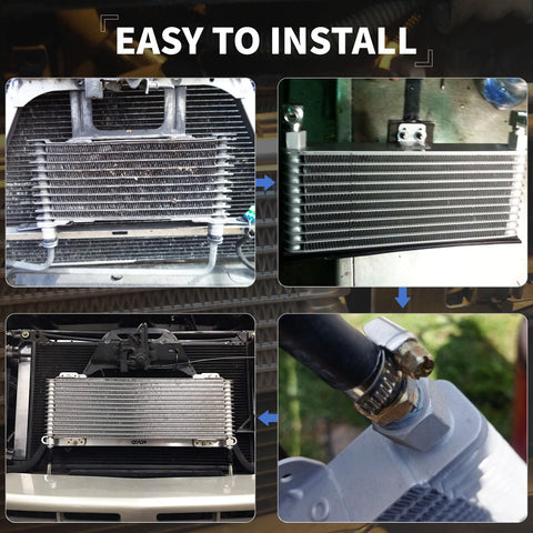 Heavy Duty 40K Transmission Oil Cooler Kit with low pressure drop installation includes mounting hardware for big rigs