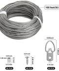 Ultimate Picture Hanging Kit With 100 Feet Braided Wire 60 D Ring Hangers 60 Screws And 60 Aluminum Crimping Loop Sleeves